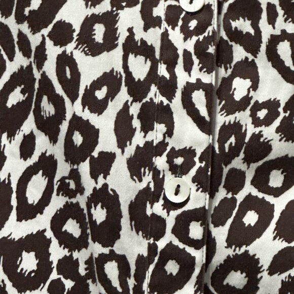 Chico’s size 3 dark brown white animal print button front long sleeve blouse - Picture 2 of 6